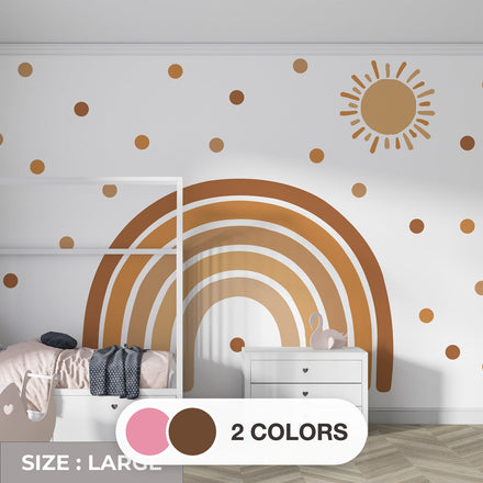 Brown Boho Sun & Rainbow Wall Decal, available in 2 colors