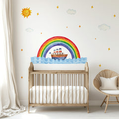 Watercolor Rainbow & Boat Wall Decal Set