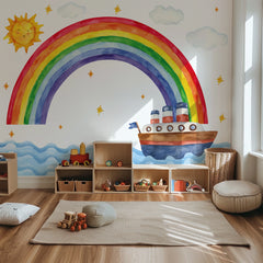 Watercolor Rainbow & Boat Wall Decal Set