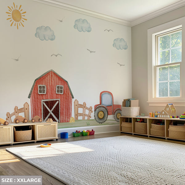 Farm Barn & Tractor Wall Decal Set