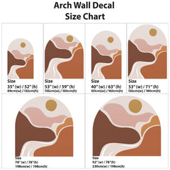Abstract Boho Desert Sunset Arch Wall Decal – Warm Flowing Landscape Waves Mural