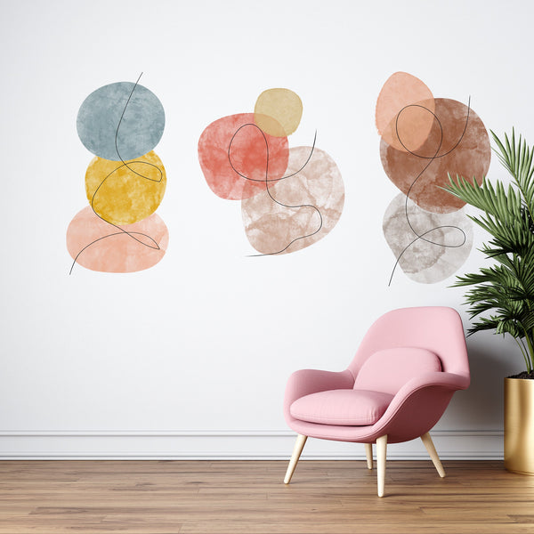Abstract Line Art Wall Decal Set: Minimalist Peel and Stick Decor