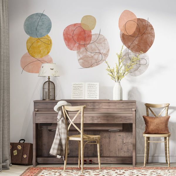 Abstract Line Art Wall Decal Set: Minimalist Peel and Stick Decor