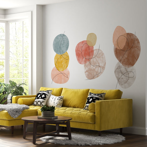 Abstract Line Art Wall Decal Set: Minimalist Peel and Stick Decor