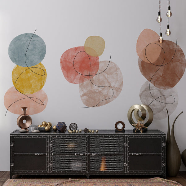 Abstract Line Art Wall Decal Set: Minimalist Peel and Stick Decor