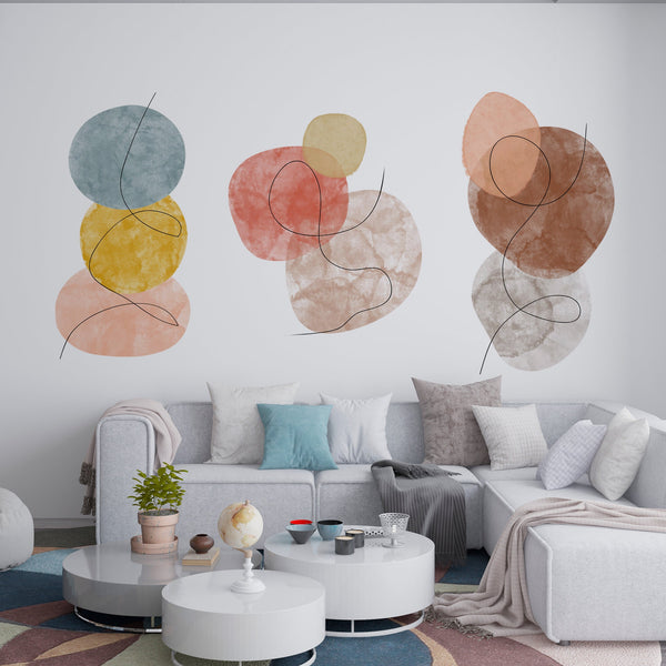 Abstract Line Art Wall Decal Set: Minimalist Peel and Stick Decor