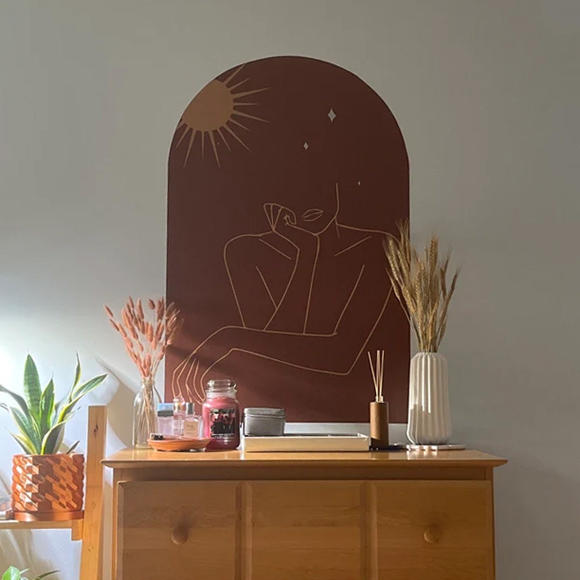 Abstract Woman Wall Decal: Earth Tones Boho Decor