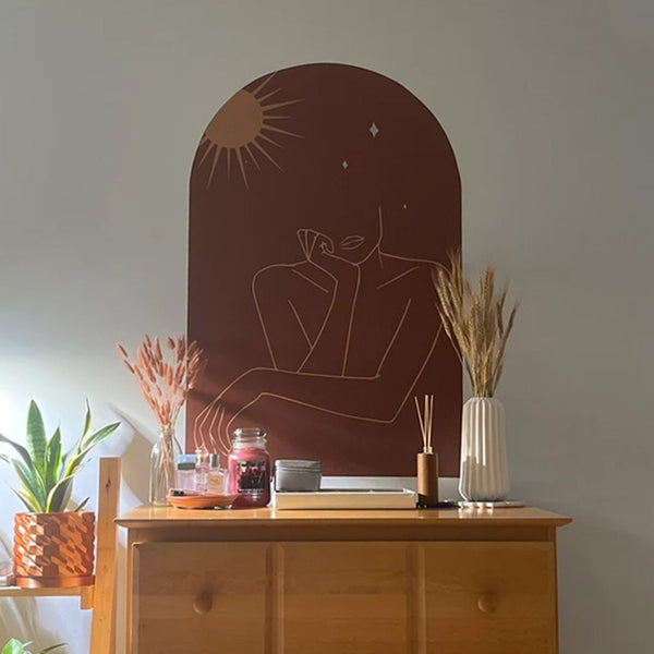 Abstract Woman Wall Decal: Earth Tones Boho Decor