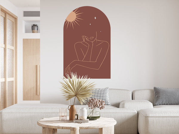 Abstract Woman Wall Decal: Earth Tones Boho Decor