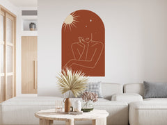Abstract Woman Wall Decal: Earth Tones Boho Decor