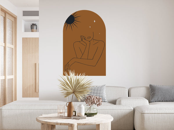 Abstract Woman Wall Decal: Earth Tones Boho Decor
