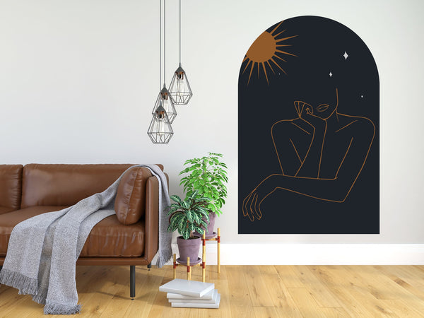 Abstract Woman Wall Decal: Earth Tones Boho Decor