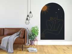 Abstract Woman Wall Decal: Earth Tones Boho Decor