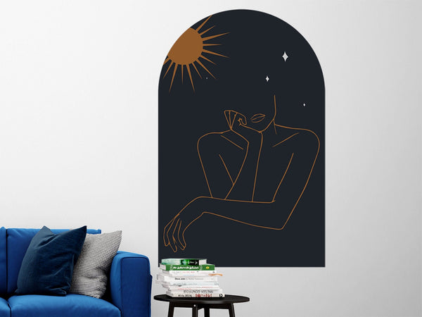 Abstract Woman Wall Decal: Earth Tones Boho Decor