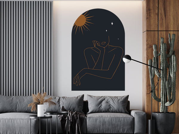 Abstract Woman Wall Decal: Earth Tones Boho Decor