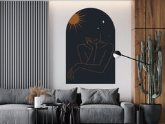 Abstract Woman Wall Decal: Earth Tones Boho Decor
