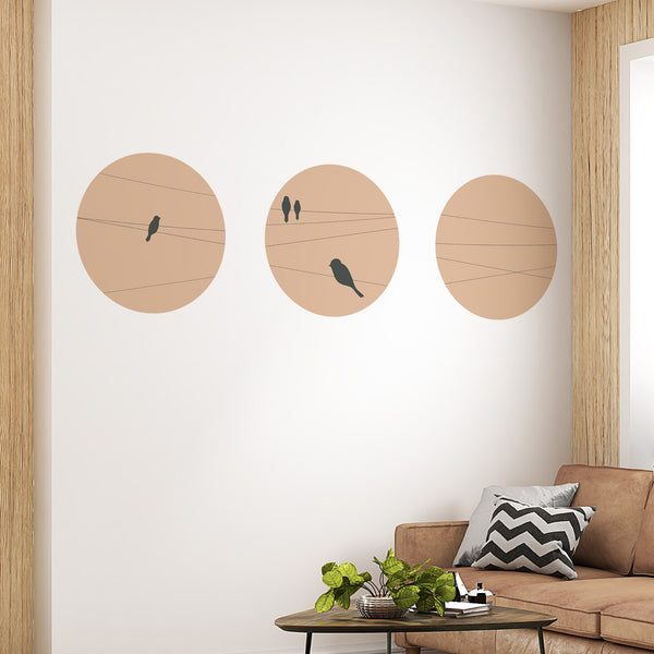 Birds On A Wire Wall Decal, Removable, Circle Wall Decal, Nursery Wall Decal, Geometric Wall Decal, Nursery Wall Decor, Kids Room Wall Decal
