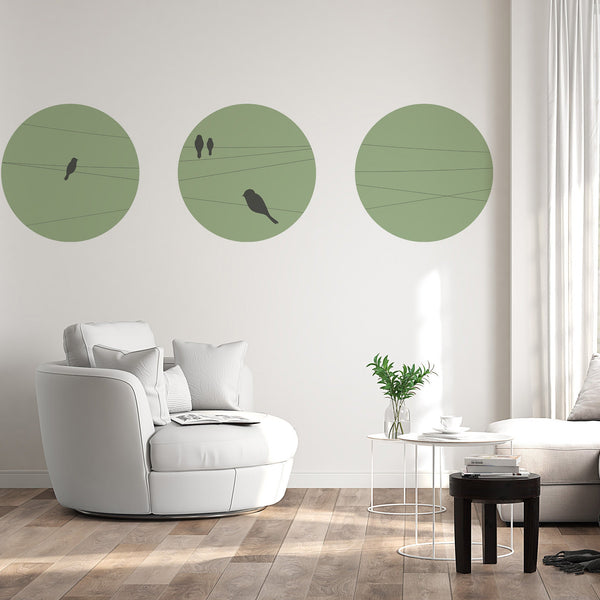 Birds On A Wire Wall Decal, Removable, Circle Wall Decal, Nursery Wall Decal, Geometric Wall Decal, Nursery Wall Decor, Kids Room Wall Decal