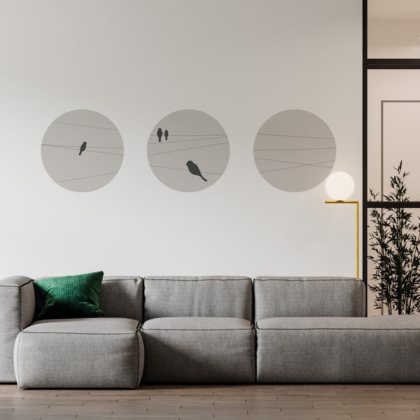 Birds On A Wire Wall Decal, Removable, Circle Wall Decal, Nursery Wall Decal, Geometric Wall Decal, Nursery Wall Decor, Kids Room Wall Decal
