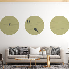 Birds On A Wire Wall Decal, Removable, Circle Wall Decal, Nursery Wall Decal, Geometric Wall Decal, Nursery Wall Decor, Kids Room Wall Decal