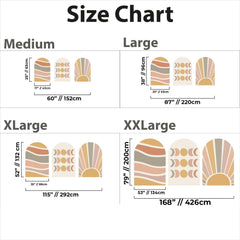 Boho Abstract Arch Wall Decal Set – Terracotta Waves, Moon Phases & Sunburst Mural Trio