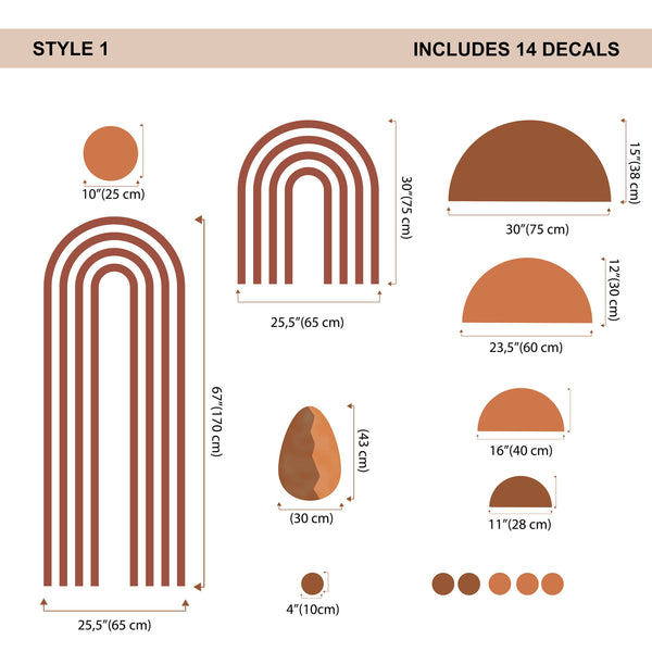 Boho Arch Wall Decal: Abstract Geometric Shapes, Removable Wall Sticker