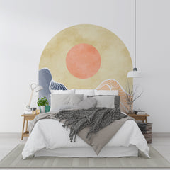 Boho Bed Arch Wall Decal: Abstract Color Block Wallpaper