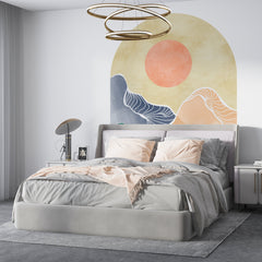 Boho Bed Arch Wall Decal: Abstract Color Block Wallpaper
