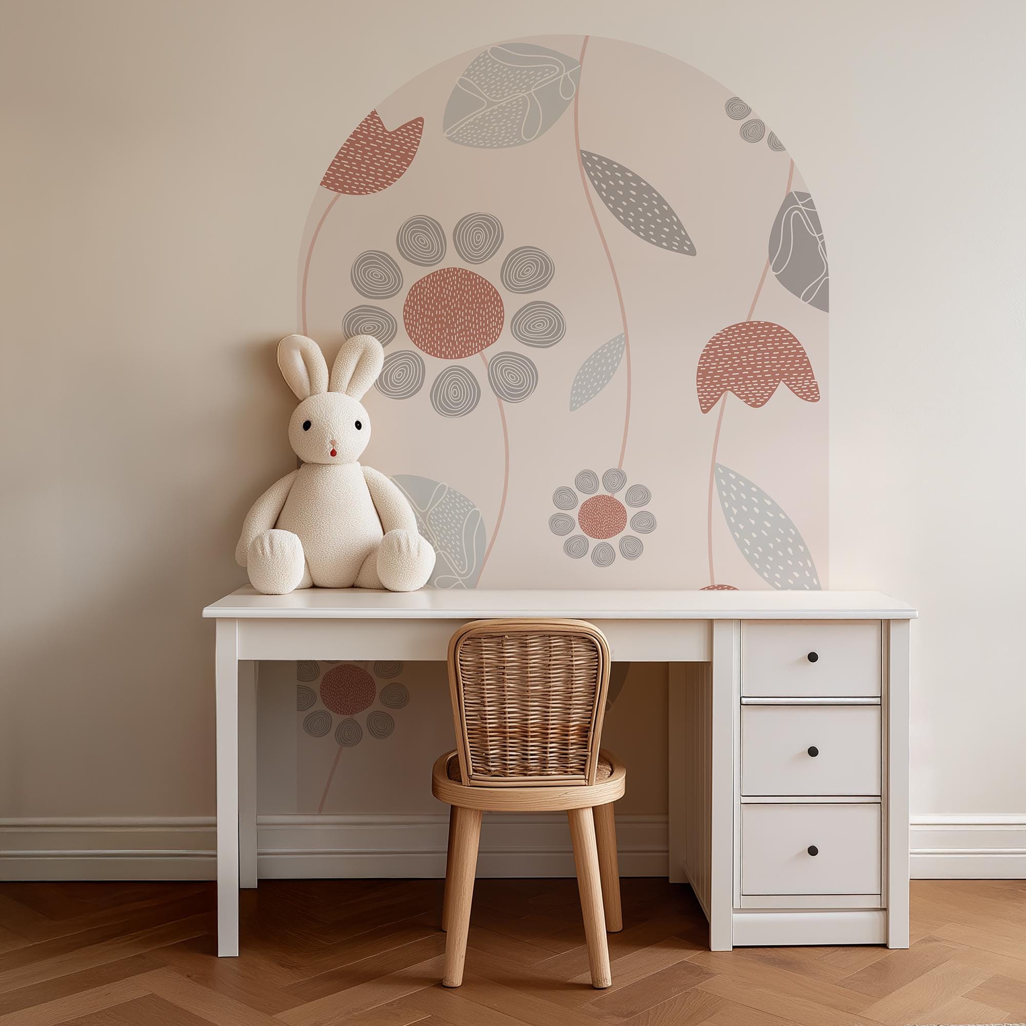 Boho Floral Arch Wall Decal: Pastel Nursery Decor