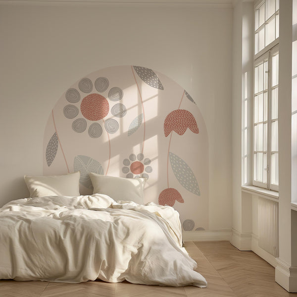 Boho Floral Arch Wall Decal: Pastel Nursery Decor