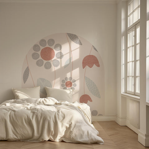 Boho Floral Arch Wall Decal: Pastel Nursery Decor