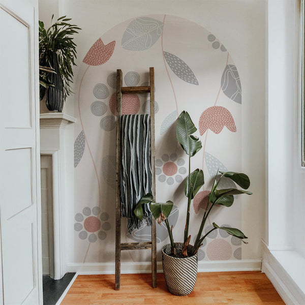 Boho Floral Arch Wall Decal: Pastel Nursery Decor