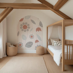 Boho Floral Arch Wall Decal: Pastel Nursery Decor