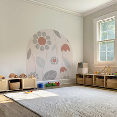 Boho Floral Arch Wall Decal: Pastel Nursery Decor