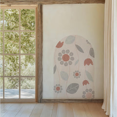 Boho Floral Arch Wall Decal: Pastel Nursery Decor