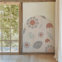 Boho Floral Arch Wall Decal: Pastel Nursery Decor