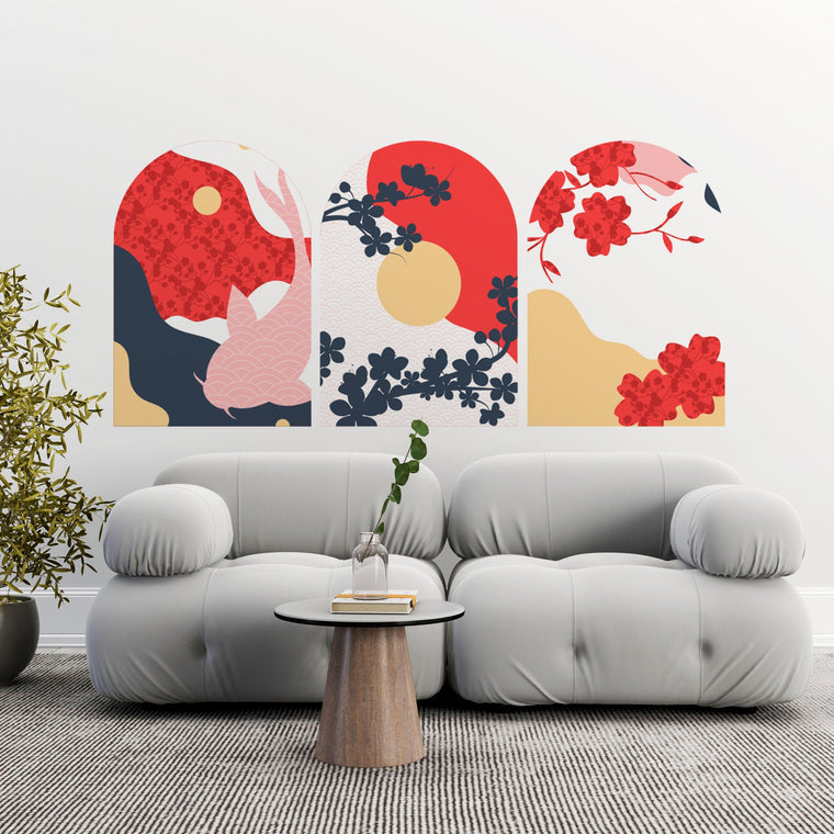 Boho Floral Wall Decals: Set of 3 Removable Wallpaper