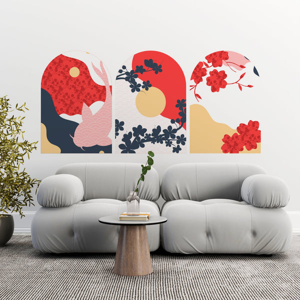 Boho Floral Wall Decals: Set of 3 Removable Wallpaper