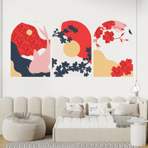 Boho Floral Wall Decals: Set of 3 Removable Wallpaper