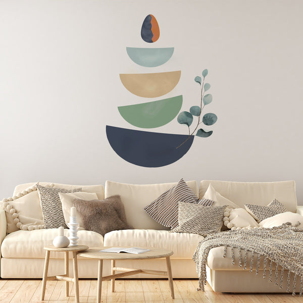 Boho Geometric Wall Decal: Modern Living Room Decor