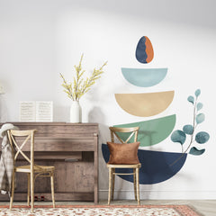 Boho Geometric Wall Decal: Modern Living Room Decor