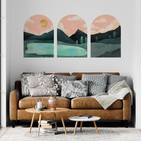 Boho Lake Wall Decal Set: Mid-Century Modern Terracotta Stickers