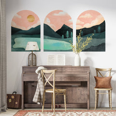 Boho Lake Wall Decal Set: Mid-Century Modern Terracotta Stickers