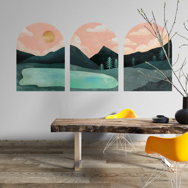 Boho Lake Wall Decal Set: Mid-Century Modern Terracotta Stickers