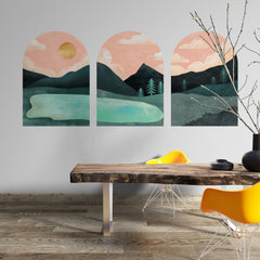 Boho Lake Wall Decal Set: Mid-Century Modern Terracotta Stickers