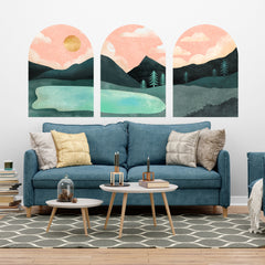 Boho Lake Wall Decal Set: Mid-Century Modern Terracotta Stickers