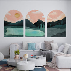 Boho Lake Wall Decal Set: Mid-Century Modern Terracotta Stickers