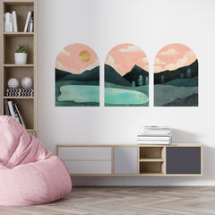 Boho Lake Wall Decal Set: Mid-Century Modern Terracotta Stickers