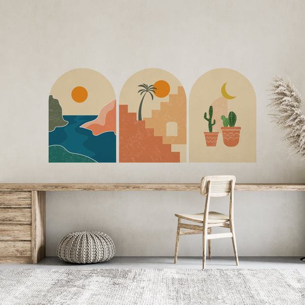 Boho Landscape Removable Wall Decal: Abstract Nursery Decor
