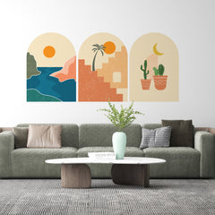 Boho Landscape Removable Wall Decal: Abstract Nursery Decor